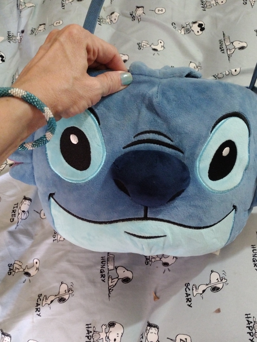 Blue Plush Character Crossbody Bag for Kids - Stitch-Inspired
